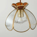 Axyaa Brass Finish Glass LED Pendant Light Fixture for Bedroom & Living Room