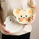 Axyaa Cartoon Animal Ceramic Breakfast Plate - Creative & Cute Dessert Dish
