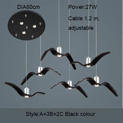 Axyaa Nordic Seagull Chandelier: Resin Brokis Night Birds Pendant Lamp