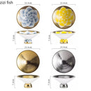 Axyaa Golden High Footed Ceramic Sushi Plate Set - Restaurant Quality Molecular Cuisine Tableware