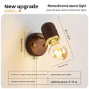 Axyaa Walnut LED Glass Wall Lamp with Switch, Vintage Style for Bedroom, Balcony, and Aisle
