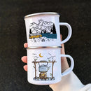 Axyaa Caravan Adventure Enamel Mug for Camping and Campfires