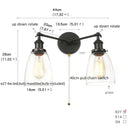 Axyaa Glass Black LED Wall Sconce 2 Heads Vintage Bedroom Bathroom Light