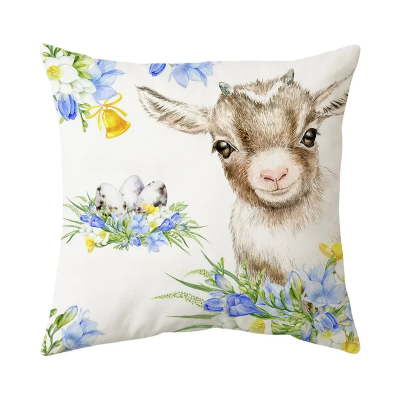 Axyaa Bunny Cushion Cover: Cartoon Rabbit Farmhouse Decor Pillowcase