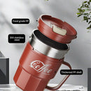 Axyaa Stainless Steel Double-Layer Insulated Coffee Cup With Handle and Sealed Lid