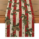 Axyaa Christmas Stripes Table Runner: Indoor Outdoor Dining Decor, Washable Long Cloth