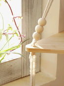 Axyaa Macrame Hanging Shelf | Boho Wood Floating Corner Wall Shelf