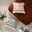Axyaa Vintage Stripe Lumbar Cushion Cover with Tassels