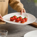 Axyaa White Ceramic Salad Plate Set for Molecular Cuisine and Fine Dining