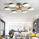 Axyaa Modern Wooden Ceiling Light 3/6/8 Lights LED Luminaire for Living Room Bedroom