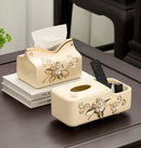 Ceramic Tissue Box for Living Room Coffee Table Decor - Axyaa Light Luxury Collection