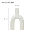 Axyaa White Striped Ceramic Vase – Modern Minimalist Living Room Tabletop Decoration