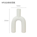 Axyaa White Striped Ceramic Vase – Modern Minimalist Living Room Tabletop Decoration