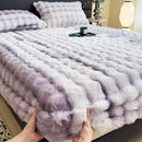 Axyaa Thickened Rabbit Plush Mattress Cover - Winter Warm Single Piece Protector
