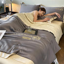 Axyaa Embroidered Silk Bedspread Quilt - Luxury Breathable Comforter
