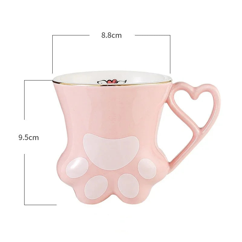 Axyaa Ceramic Cat Scratch Paw Cup - 300ml High Appearance Level Teacup Pair