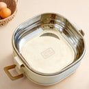 Axyaa Stainless Steel Square Lunch Box with Spoon & Handle, Large Capacity