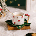 Axyaa Santa Claus Christmas Tree Ceramic Coffee Cup and Saucer Gift