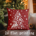 Christmas Red Deer & Merry Words Pattern Pillow Cover by Axyaa for Sofa Bedroom Car