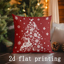 Christmas Red Deer & Merry Words Pattern Pillow Cover by Axyaa for Sofa Bedroom Car
