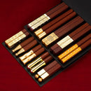 Axyaa Red Sandalwood Chopsticks Set - Solid Wood Dining Restaurant Chopsticks