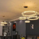 Axyaa Modern Luxury Crystal Chandelier Steel Pendant Light Gold/Chrome Living Room Lamparas