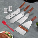 Axyaa BBQ Tool Set with Wooden Handle and Iron Plate - Stainless Steel Shovel