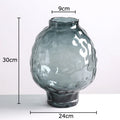 Axyaa Big Belly Relief Glass Vase for Stylish Hydroponics Plant Display