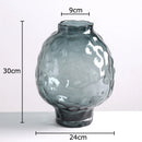 Axyaa Big Belly Relief Glass Vase for Stylish Hydroponics Plant Display