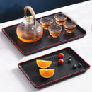 Axyaa Black Wood Grain Rectangular Tray for Kitchen Tableware and Cup Storage