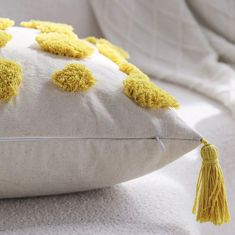 Axyaa Boho Style Tufted Cushion Cover with Tassels - 45x45cm