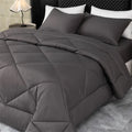Axyaa Comforter Set, Beige Blanket, Grey Quilt 229*229cm Twin King