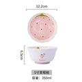 Axyaa Ceramic Dining Set: Plate, Bowl, Bowl, Mug - Pink Strawberry Theme