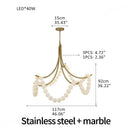Axyaa Nordic Style Pearl Marble Pendant Lamp, Spanish Stone Design in Brass Black Nickel