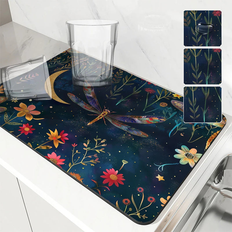 Axyaa Absorbent Non-slip Draining Mat for Kitchen and Bathroom