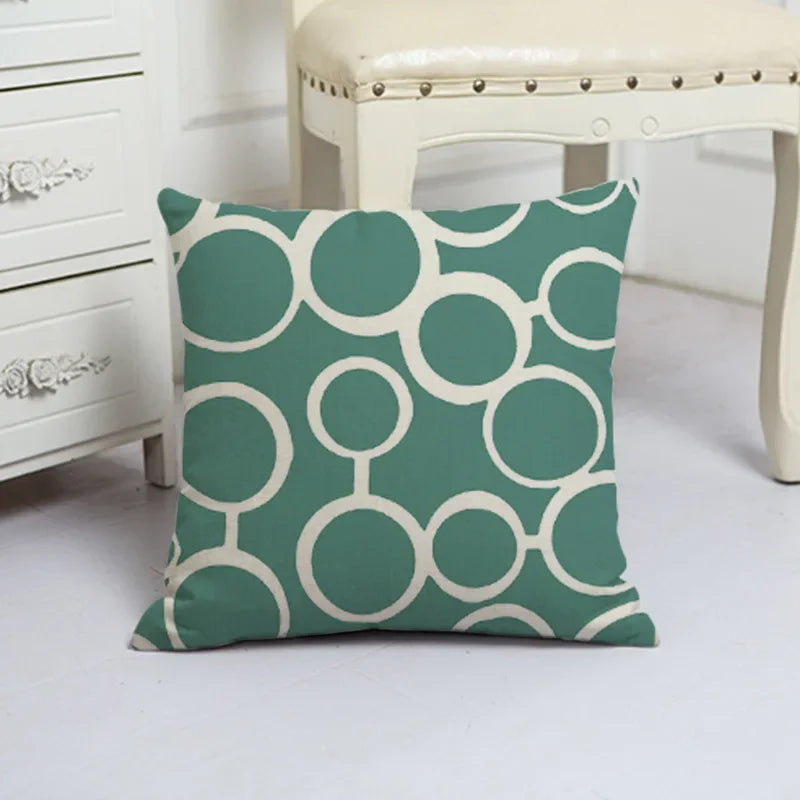 Blue Arrow Geometric Petal Linen Pillowcase by Axyaa