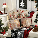 Axyaa Christmas Pillow Cover Set for Home Sofa Decor - Santa Claus & Snowman Theme