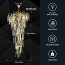 Axyaa Gold Branch Ceiling Chandelier: Luxury LED Pendant Light for High Stairway.