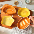 Axyaa Ceramic Bread Shape Side Dishes Set - 4pcs Cute Small Plates