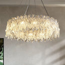 Axyaa Glass Crystal Chandelier: Modern Minimalist Luxury Pendant Light for Home Decor