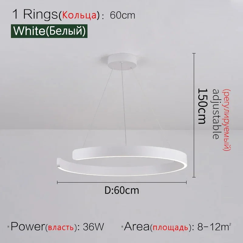 Axyaa Circular C-shaped Pendant Light for Modern Living Room & Dining Room