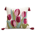 Axyaa Tufted Tulip Plant Leaves Chenille Tassel Cushion Cover for Home Decoration
