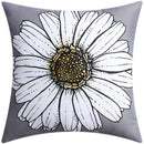 Yellow Grey Flower Pillowcase 45cm Double-Sided Print Cover for Home Decor by Axyaa