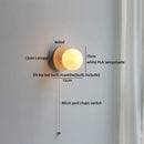 Axyaa Nordic LED Walnut Wood Glass Ball Wall Sconce, Pull Chain Switch, Modern Design