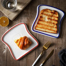 Axyaa Ceramic Toast Plate - Breakfast Salad Tray, Creative Bread Shaped Dinner Dish