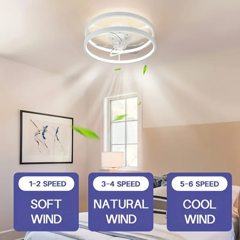 Axyaa Ceiling Fan Light with Adjustable Brightness and Color Temperature