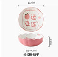 Axyaa Ceramic Salad and Fruit Dessert Bowl Set for Household Air Fryer, Blessings Gift Tableware