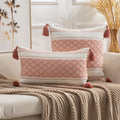 Axyaa Boho Diamond Jacquard Cushion Cover with Tassels for Home Decor