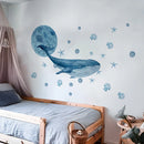 Axyaa Watercolor Whale Wall Decals | Ocean Medusa Animal Stickers | Under the Sea Nursery Decor