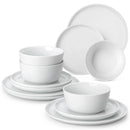 Axyaa LEXI Ceramic Plate Set - White Black Rim Dinnerware, 4/6 PCS Variants